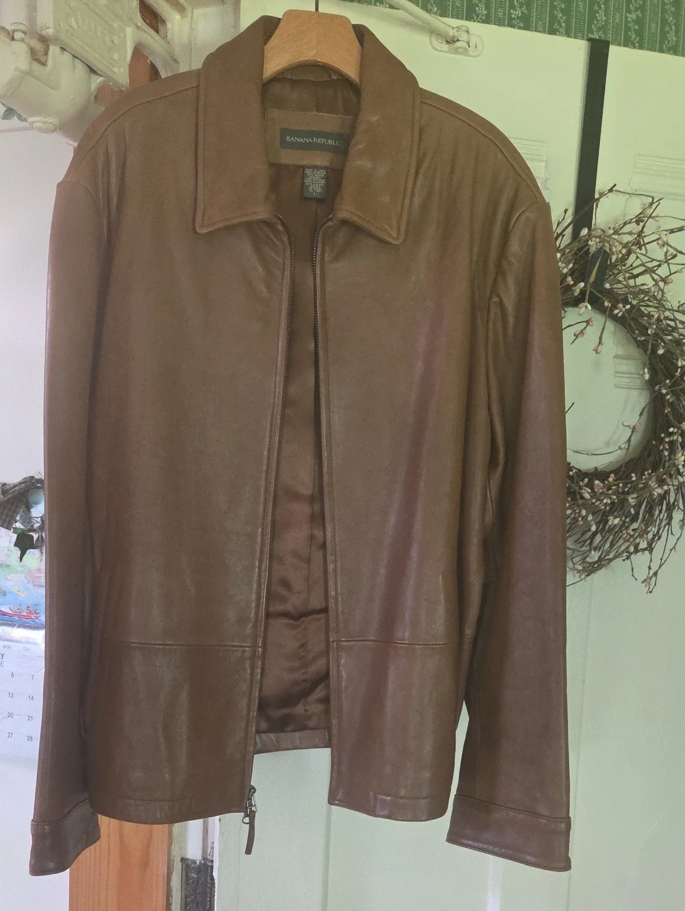 Banana Republic Men's Brown Leather Bomber Jacket